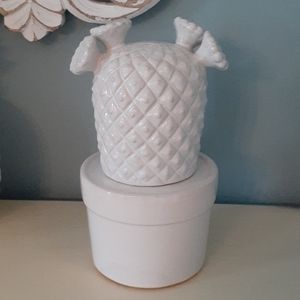 Decorative white ceramic flowering cactus & pot ❤️